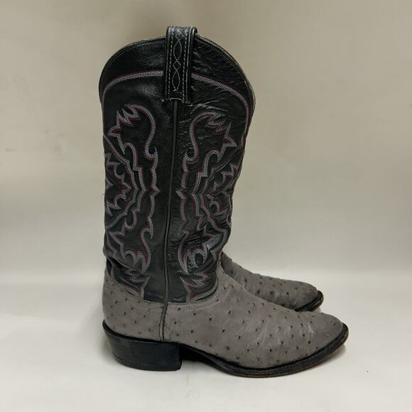 Tony Lama El Rey Gray Full Quill Ostrich Cowboy Boots